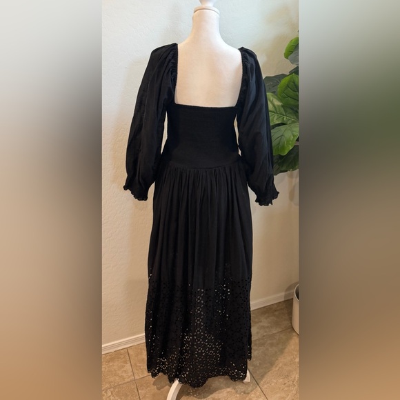 Free people perfect storm smocked eyelet long sleeve maxi dress L - Picture 6 of 12